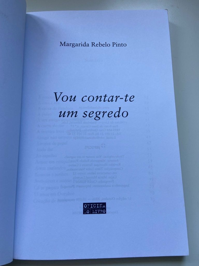 Livro "Vou contar-te um segredo" de Margarida Rebelo Pinto