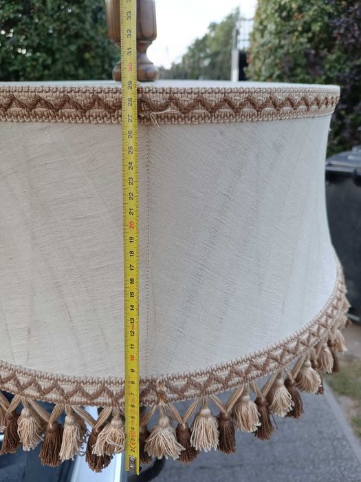 lampa wisząca drewniana abażur stara prl vintage