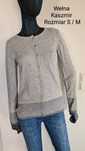 Sweter Kardigan 48% Merino Wool, 7% Kaszmir, rozmiar M 38 S 36. Szary
