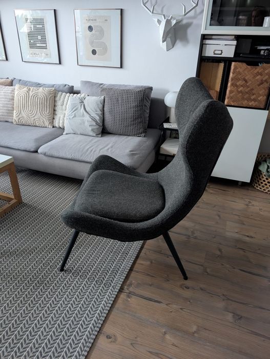 Fotel uszak ATLANTIS antracyt/czarny , skandynawski design. TYCHY