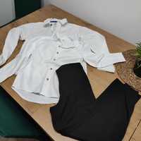 Zestaw biała koszula, spodnie czarne 128-134 cm