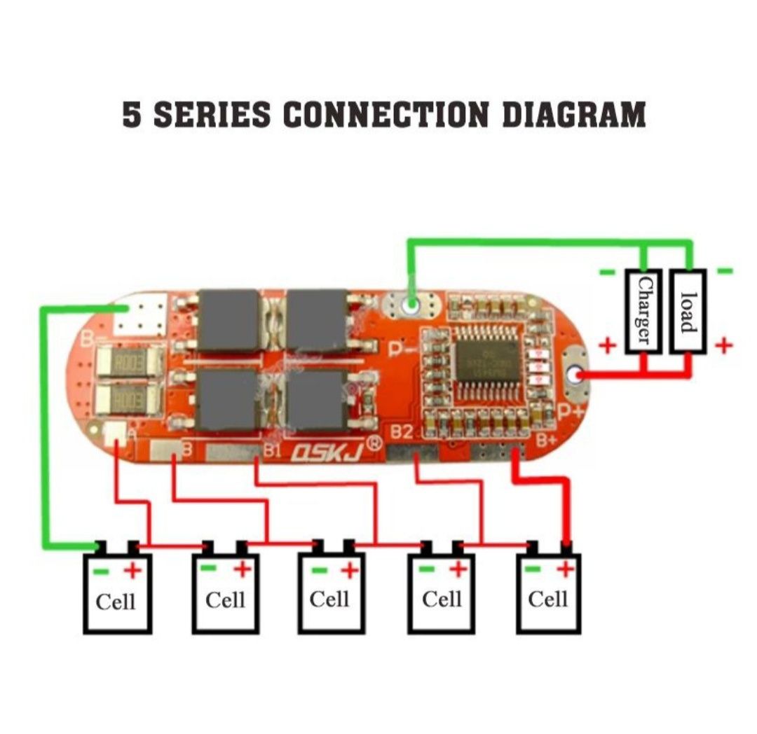 BMS 3S 4S 5S (25A) 12,6V / 16,8V /  21V для Li-Ion аккумуляторів