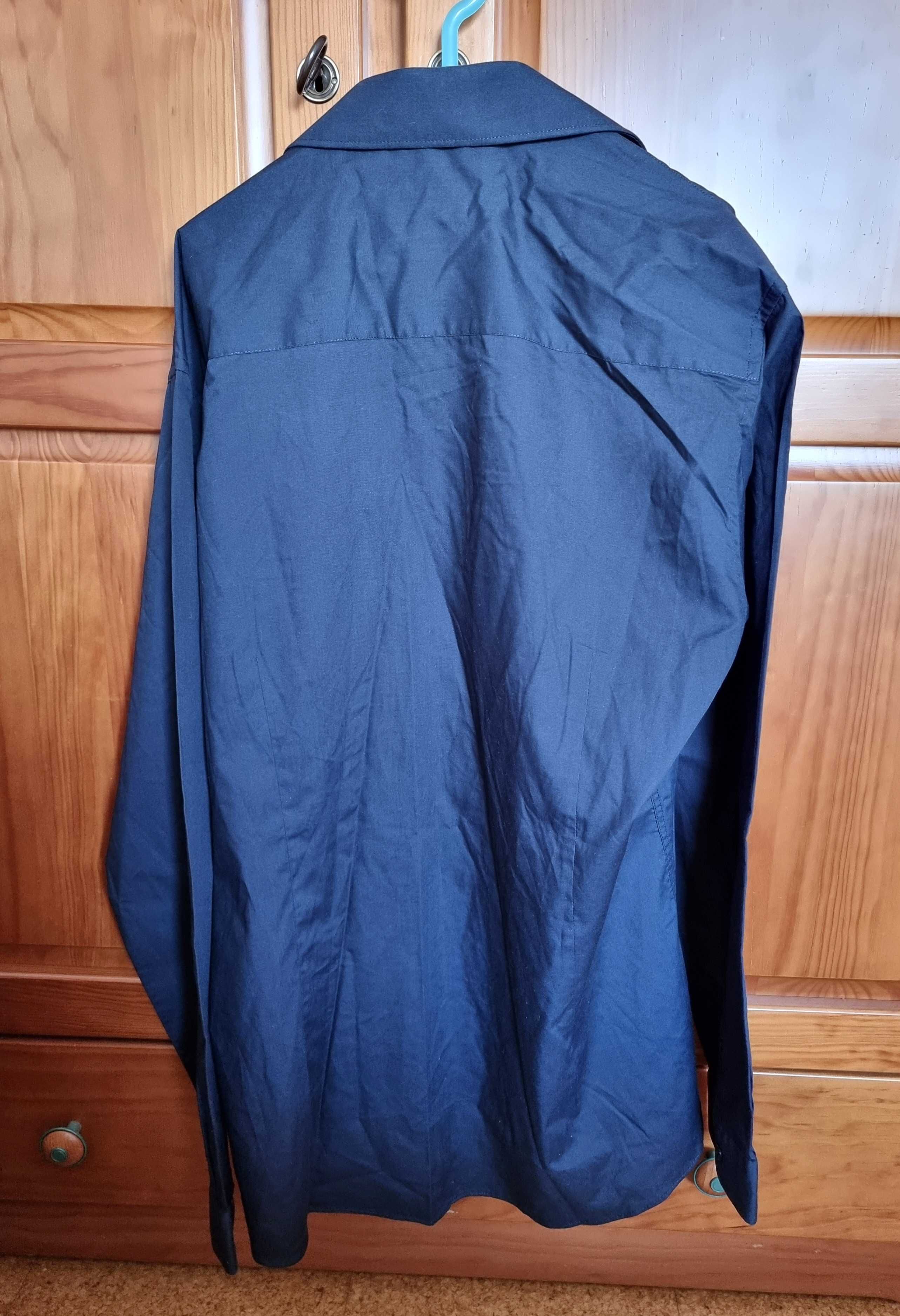 Camisa azul escura Cedar Wood State, tamanho 41 cm slim fit