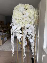 Kula kwiatowa dekoracyjna kwiaty białe ecru ślub dekoracja ślubna
