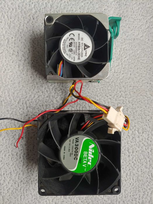 Серверний вентилятор Delta 60мм-1.20А, Nidec VA300DC 80мм- 0,60A.