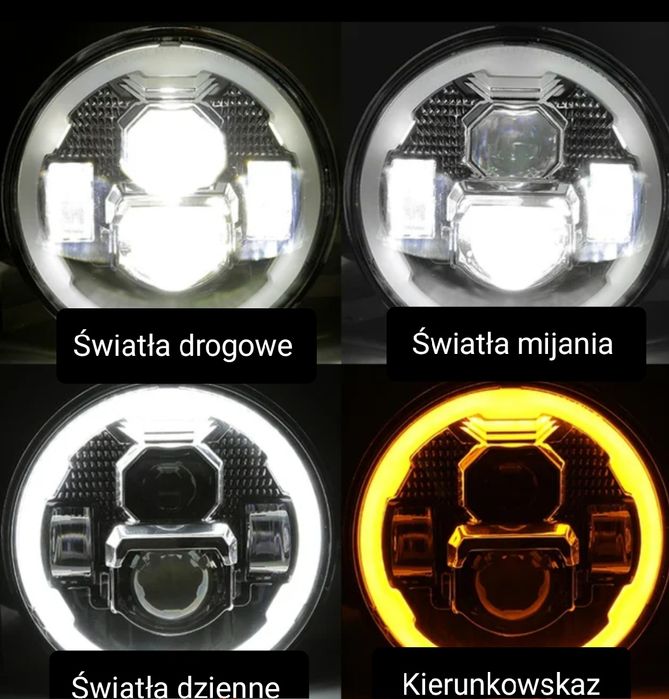 Lampy REFLEKTORY LED DRL Przód 7" 84W Jeep Wrangler JK TJ CJ JL Rubiko