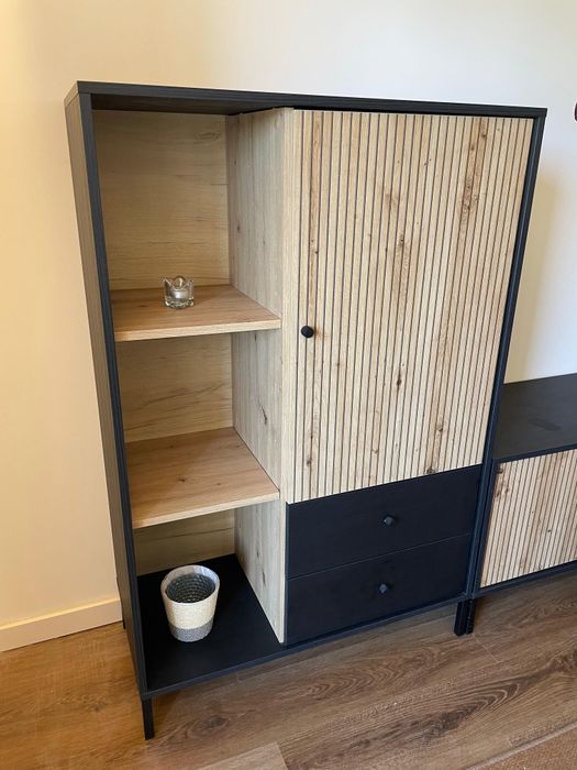 Pack sala de estar Carvalho e Preto mate 
Elemento bar: L80 x P40 x A