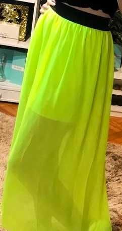 Neonowa długa spódnica, M