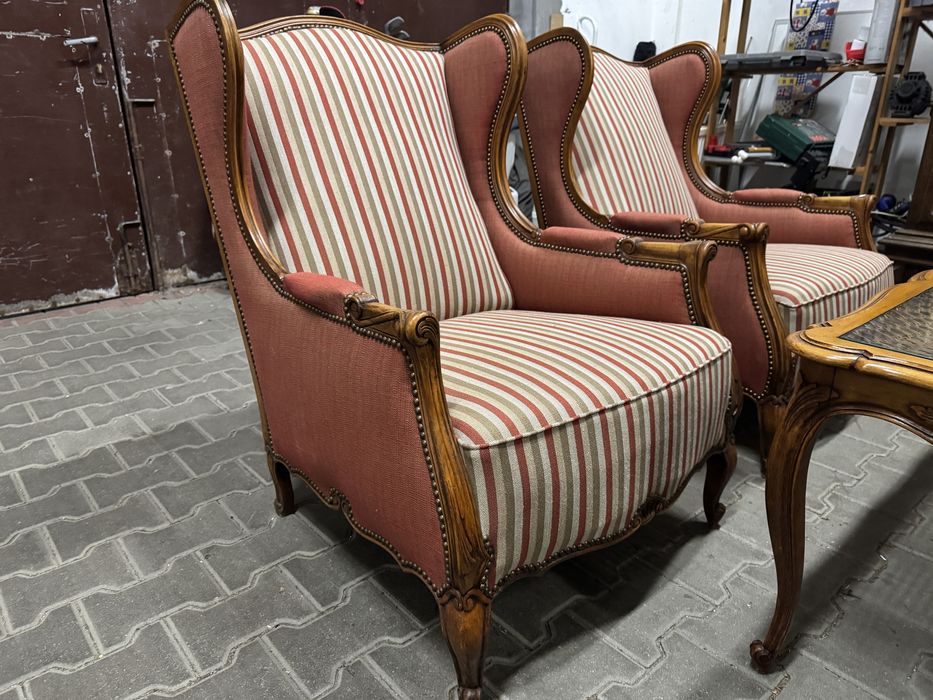 Fotele drewniane fotel Ludwik fotel uszak zestaw foteli opcje