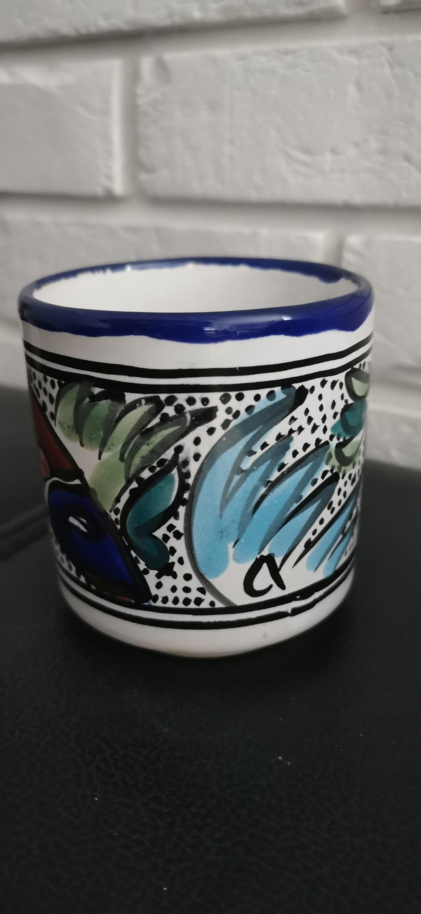 Tunezyjski Kubek kolekcjonerski ceramiczny Aqua Fish Le Souk Ceramique