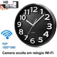 relogio parede camera oculta Wi-fi wi-fi sem fios HD telemovel APP p2p