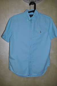 Голубая хлопковая рубашка подростку Polo Ralph Lauren