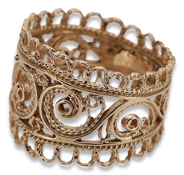 Pierścionek z różowego czerwonego złota 14k 585 Vintage vrn003 Warszaw