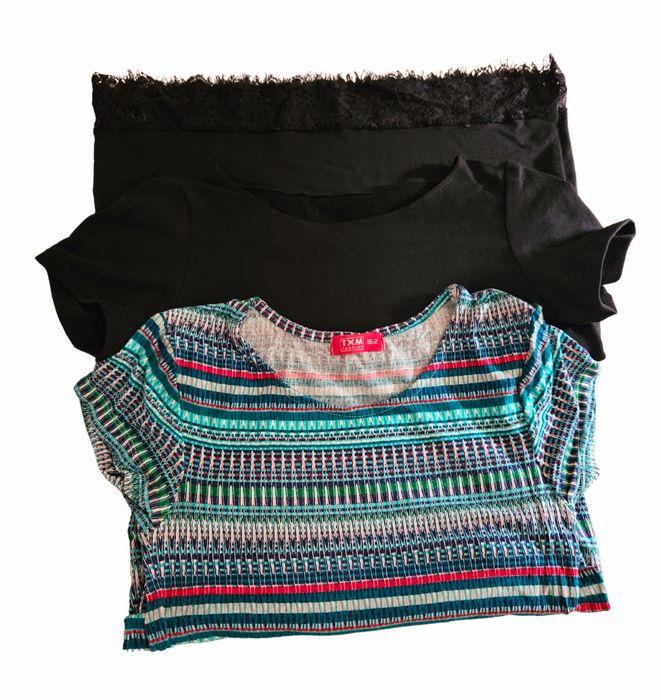 Zestaw 2x sukienka czarna i kolorowa wzorzysta rozmiar S 36