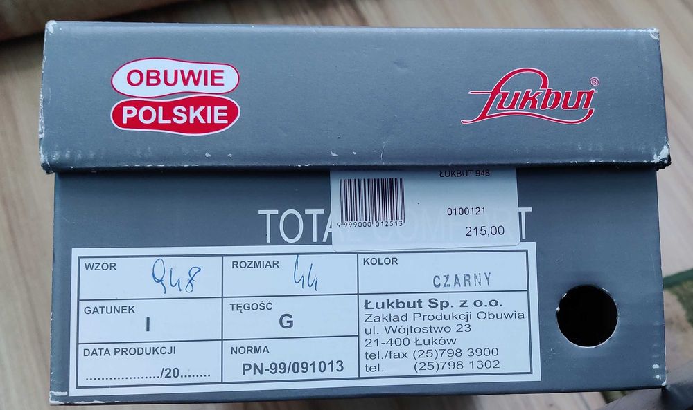 Buty skórzane męskie Łukbut półbuty mokasyny czarne 44