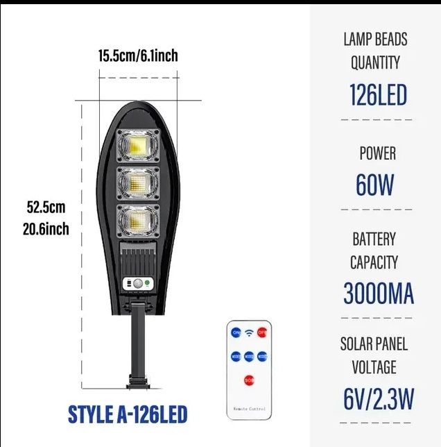 Lampa led z czujnikiem ruchu i panelem słonecznym potrójna