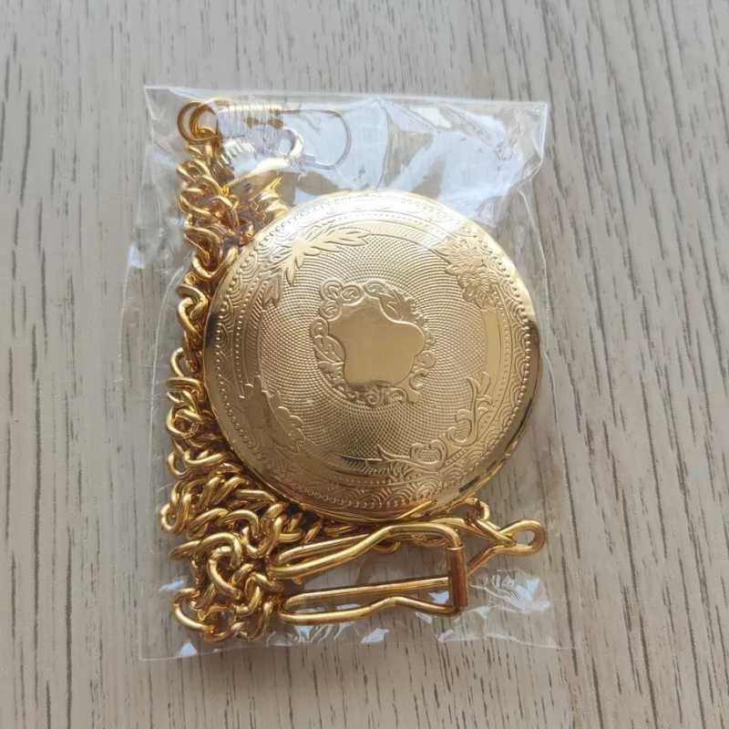 Kieszonkowy Zegarek w Kolorze Złotym Quartz Unisex - Pomysł na Prezent