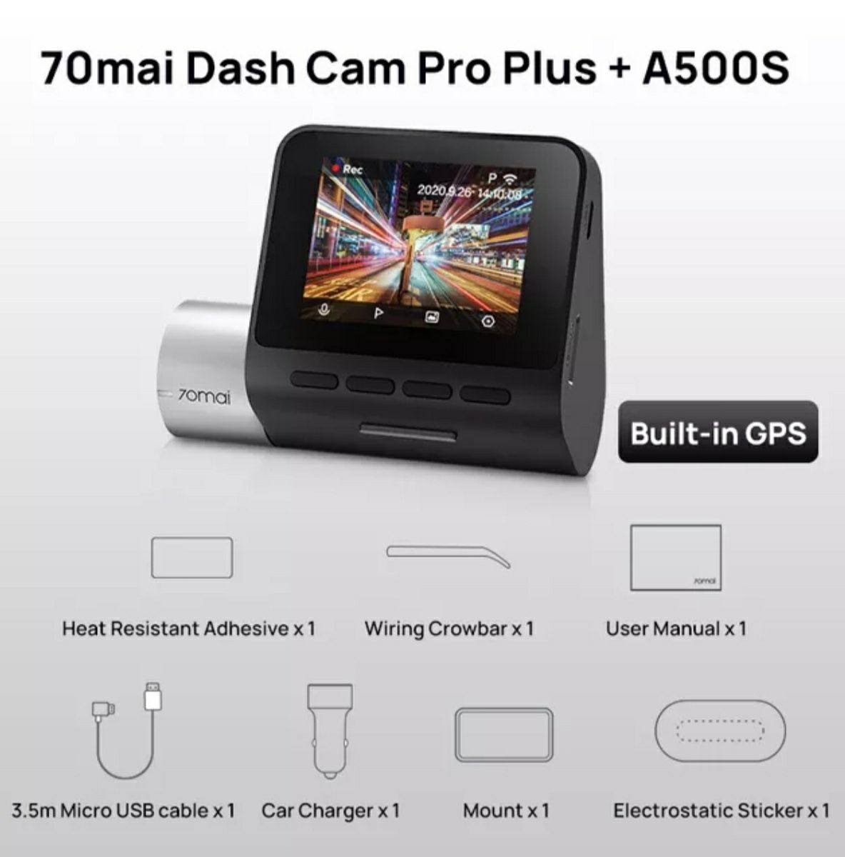 Автомобільний відеореєстратор Xiaomi 70mai Dash Cam Pro Plus A500s