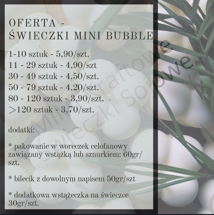 Świeczki podziękowania dla gości upominki ślub wesele komunia mini bub
