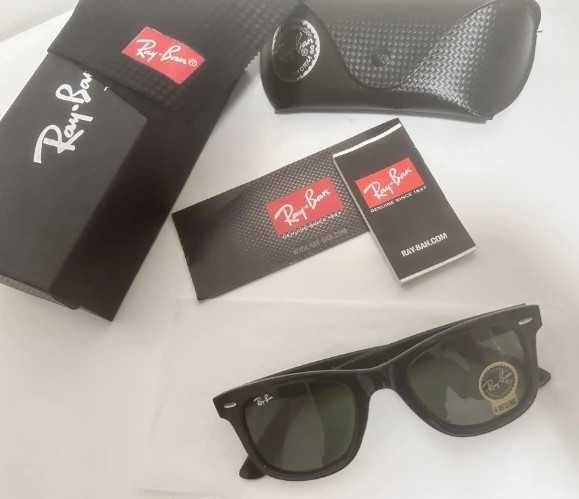 Słoneczniki Ray-Ban Wayfarer Classic - Czarny/Zielony - Nowe