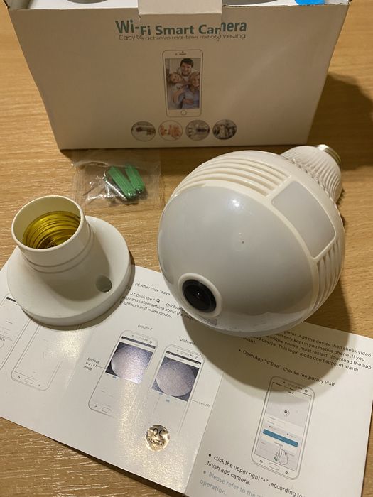 Смарт камера WI-FI Smart Camera B2-L-V3 2.0 MP у формі лампочки 360°