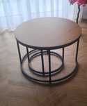 Zestaw 2 stolików kawowych LUXCE Agata Meble dąb/czarny mat 75 i 48 cm