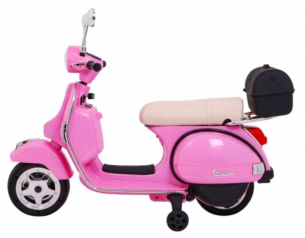 Motor Skuter na akumulator dla dzieci Vespa Róż 2 Silniki Skóra