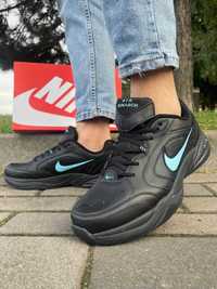 Кроссовки Nike Air Monarch, (Black, Blue Swoosh), кроссовки найк