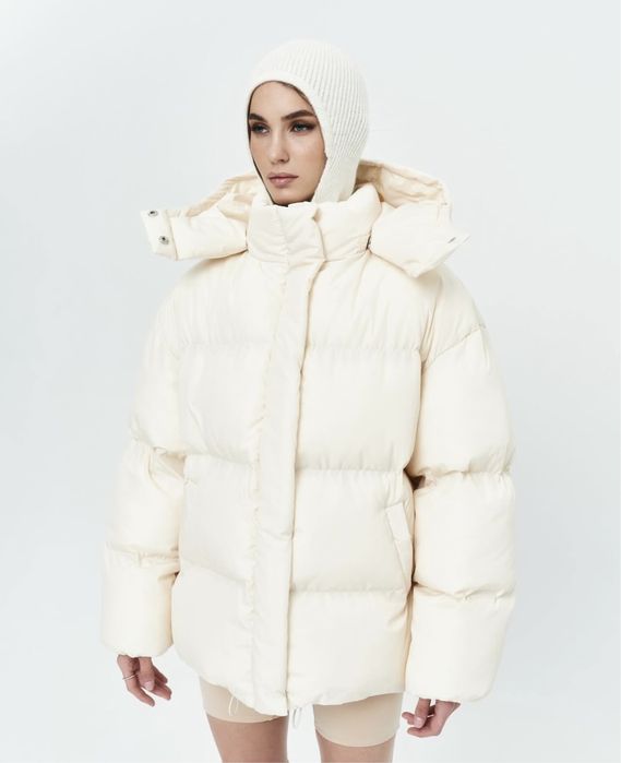 Пуффер пуховик оверсайз oversize blow fashion молочний s/m