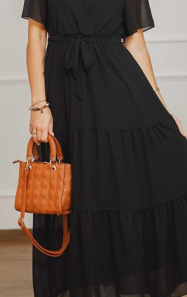 Sukienka długa, czarna z żorżety DX12559 rozmiar M/L