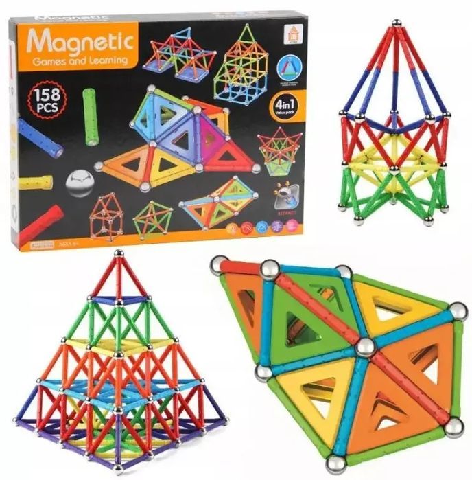 Klocki magnetyczne, 158 elementów. Trifox