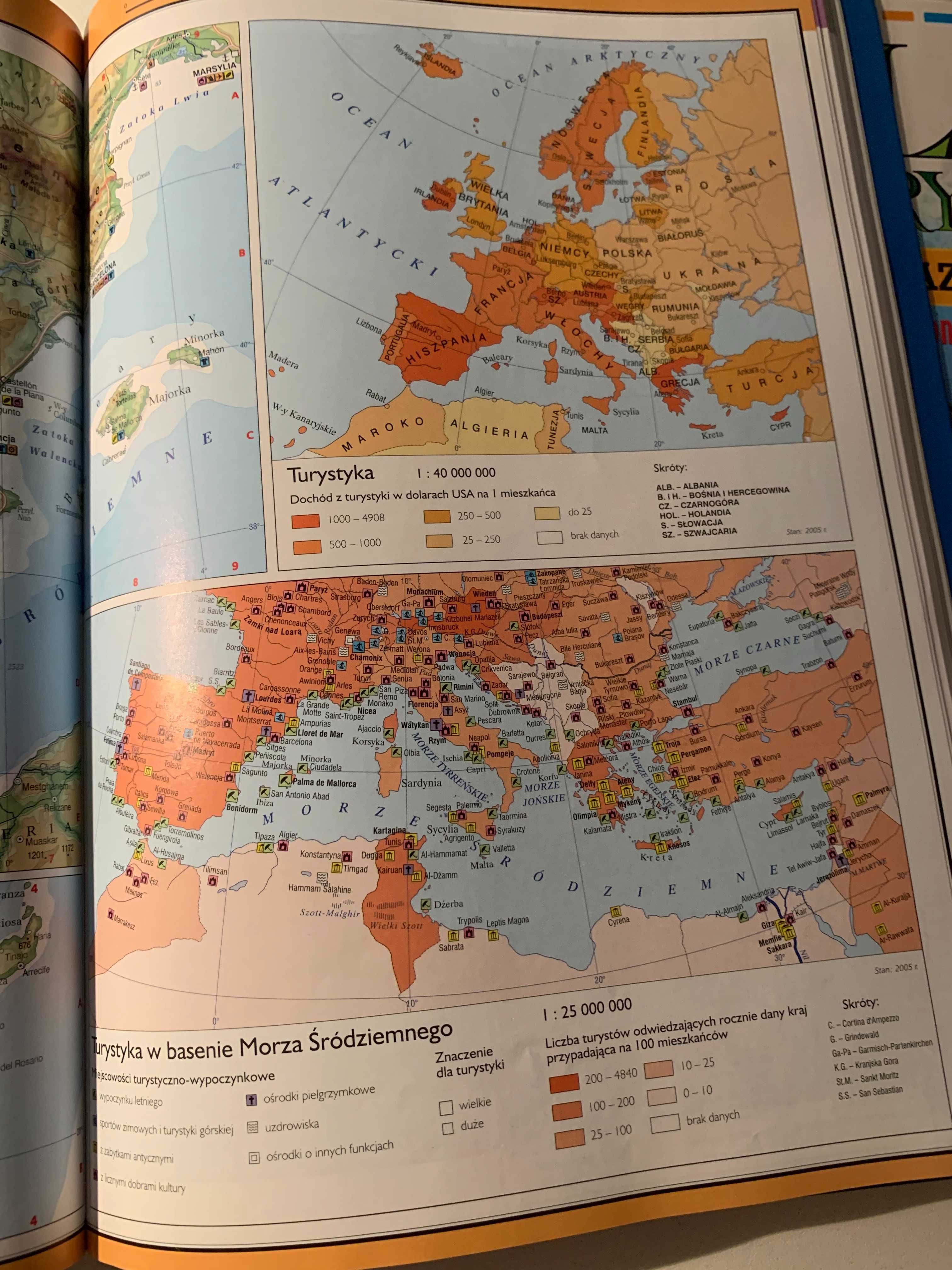 Atlas geograficzny, gimnazjum, wyd. rozszerzone 128 tabel PWN