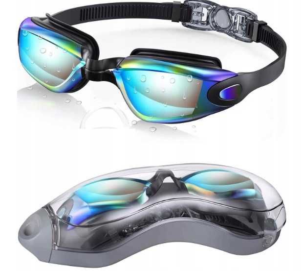 Okulary pływackie Na Basen Etui Zatyczki Do Uszu z Klipsem Na Nos UV