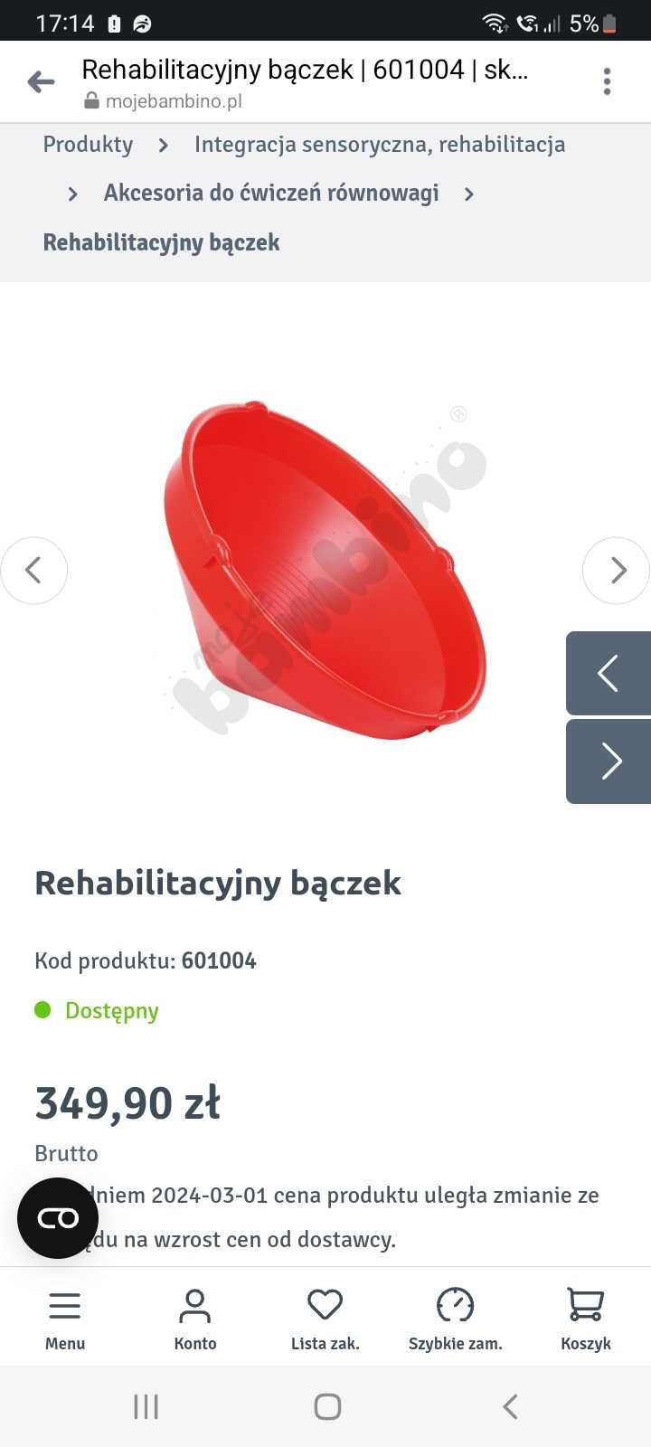 Rehabilitacyjny bączek Integracja sensoryczna równowaga
