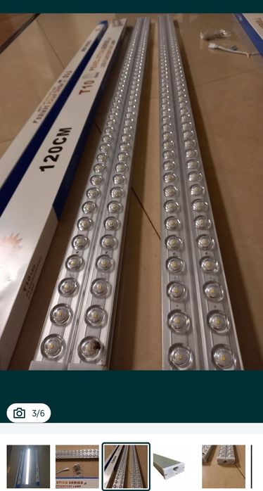 Lampa sufitowa garażowa 120cm aluminium 39w=300 w światła