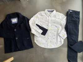 Koszula H&M + spodnie Okaidi + marynarka Zara stan r. 110 - jak nowe