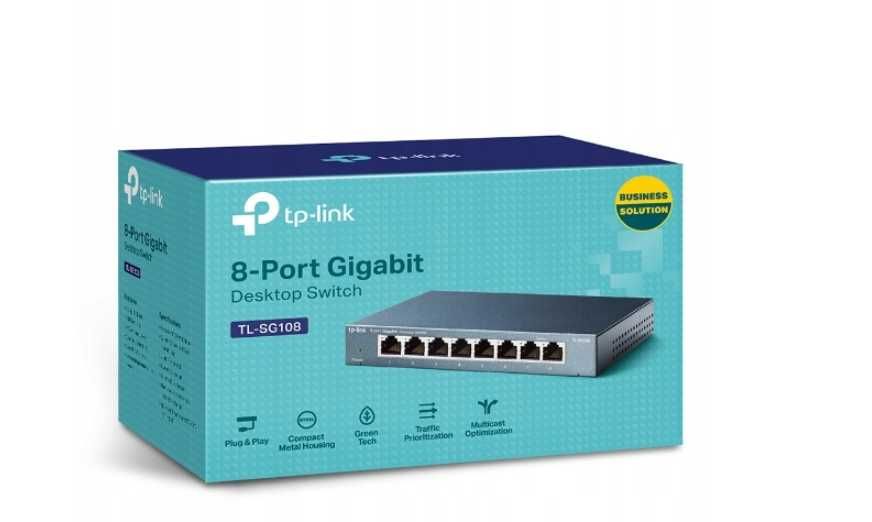 NOWOCZESNY SWITCH Tp-Link TL-SG108 Gigabit 8x Protów *Wyprzedaż*