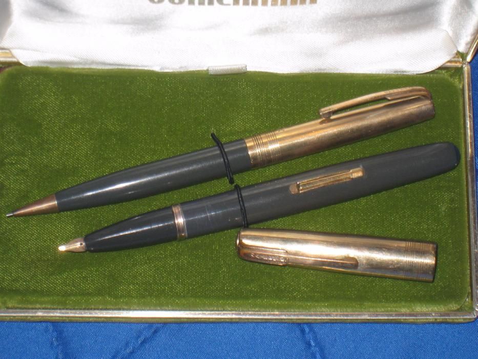 Vintage Set WATERMAN caneta e lapiseira na caixa GOLDEN 14kt Gold