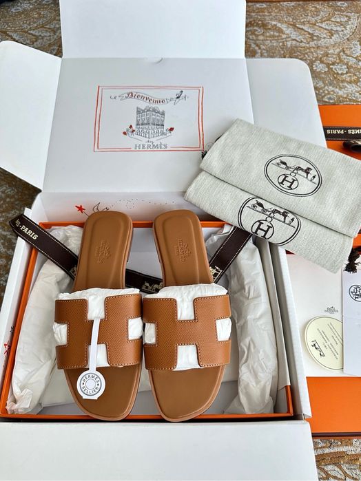 Hermes Klapki Skórzane Damskie 41 26,5 cm Nowe Okazja Premium