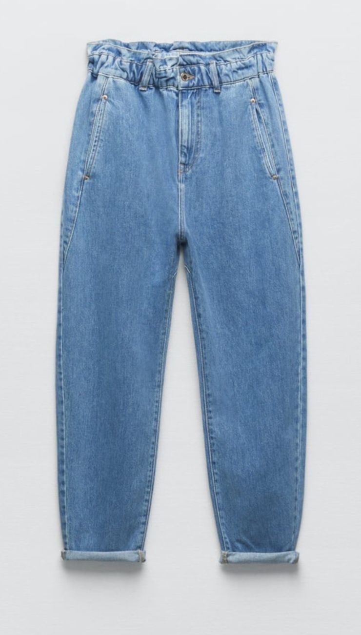 ZARA extra Jeans krój Peperbag wysoki stan rozm. 32