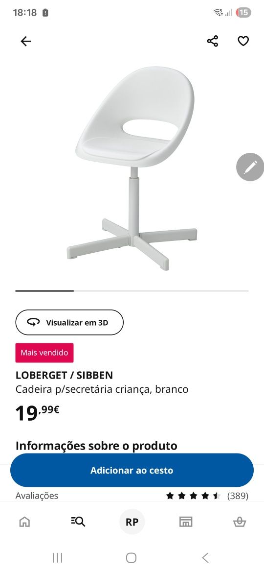 Cadeira secretaria para criança IKEA