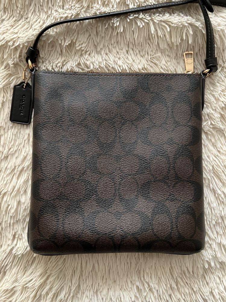 Сумка coach оригінал коричневе лого крос-боді