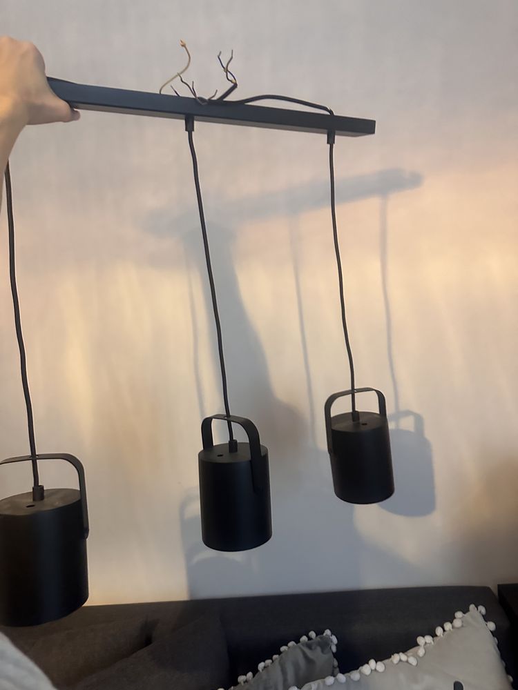 Potrójna lampa wiszaca czarny mat