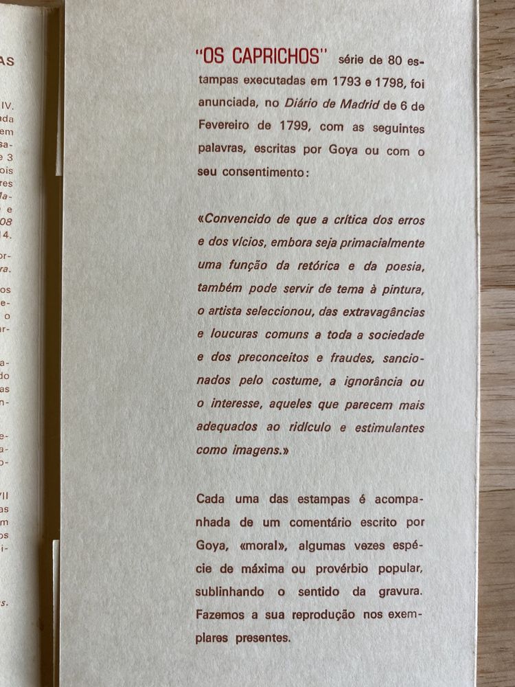 Goya. XIV AGUAS-FORTES DE "OS CAPRICHOS"(Manchas de acidez visíveis nas fotos)  ARS VÉRTICE COIMBRA 1974