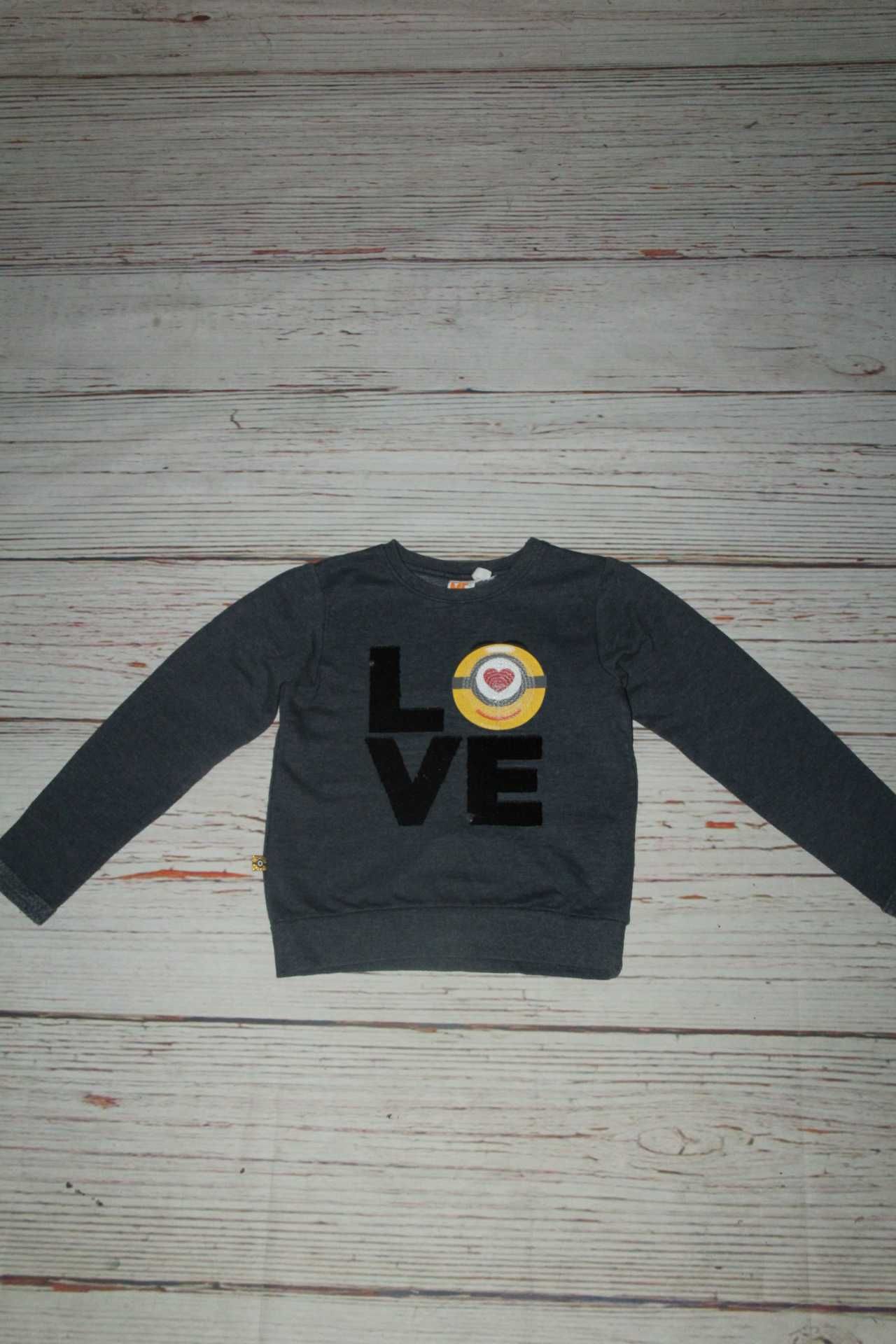 (205) Bluza r. 134 Minionki granatowa szara nierozpinana cekiny