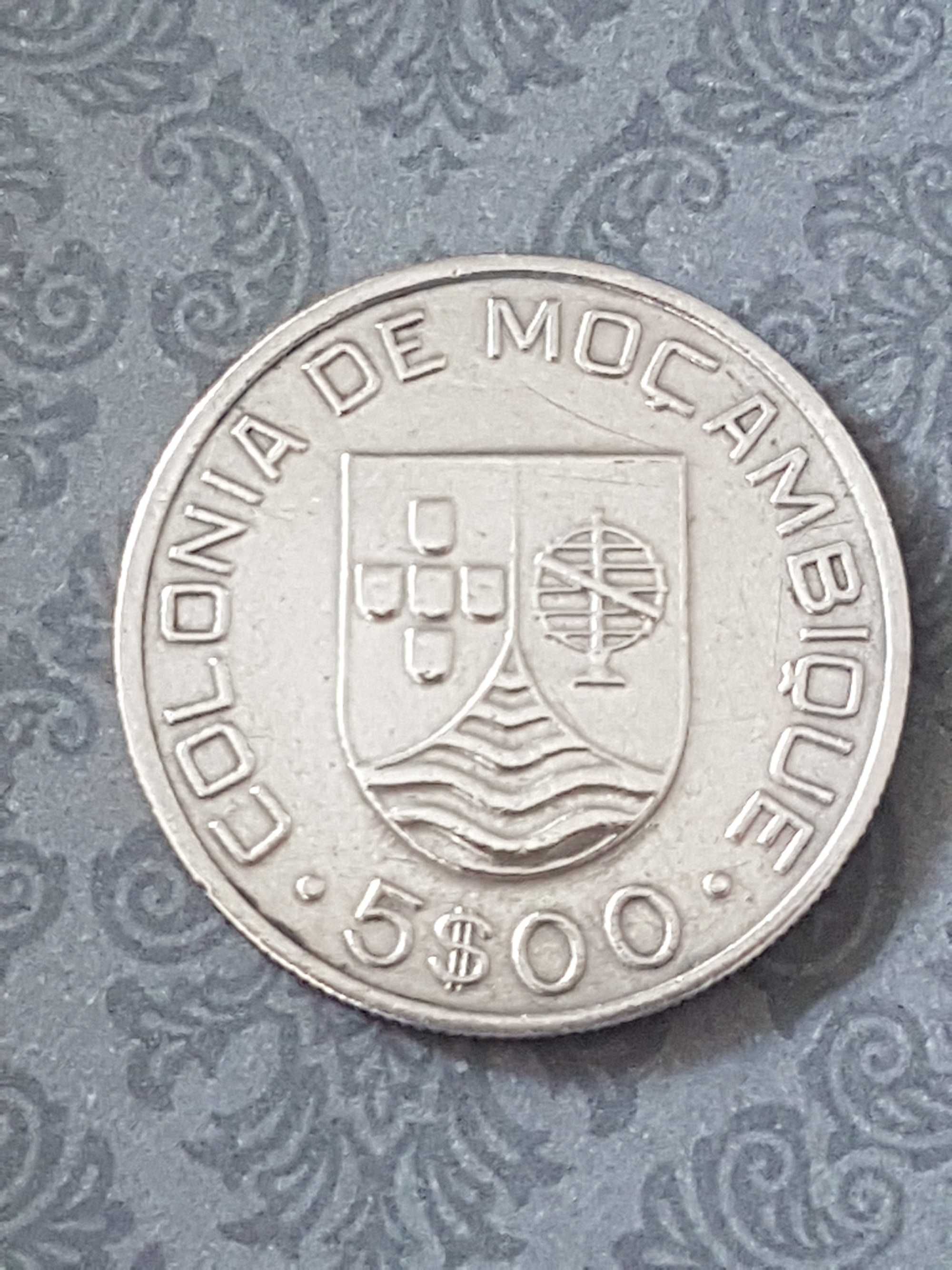 Prata Moeda 5 Escudos Colónia de Mocambique 1935