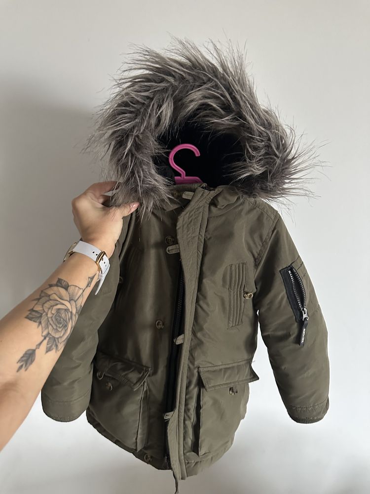 Parka smyk cool club 116 khaki zimowa ocieplana