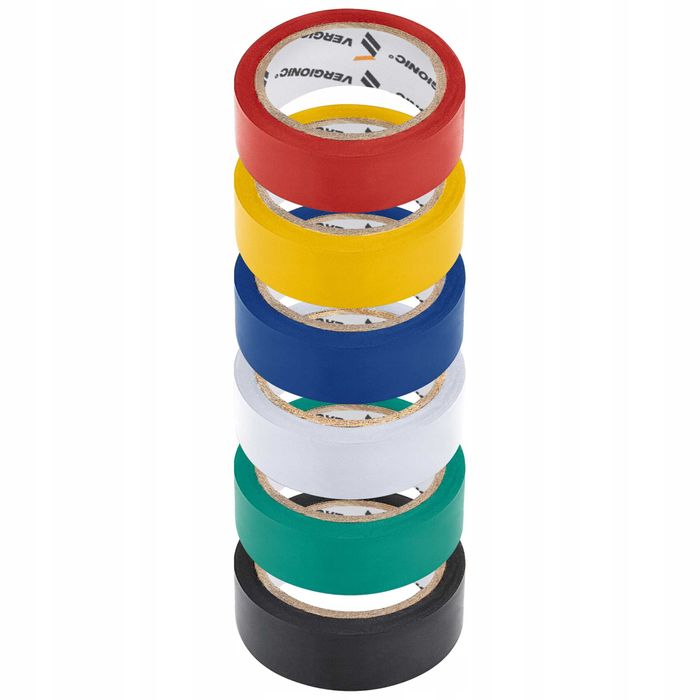 Taśma izolacyjna kolorowa wodoodporna elastyczna PVC 6m x 17mm 6 szt.
