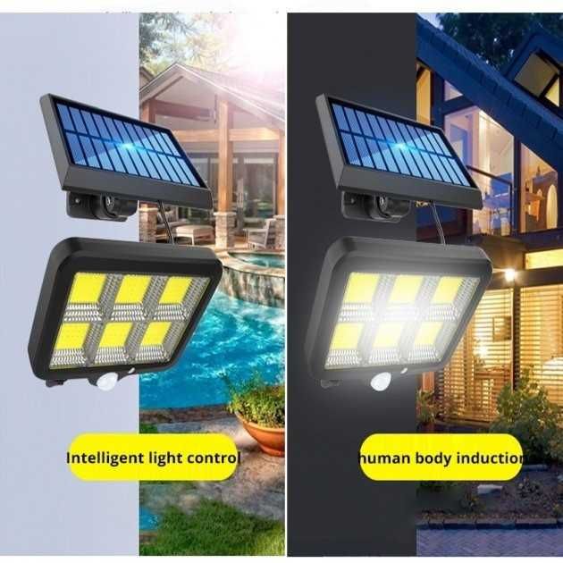 Яскравий вуличний  світильникLED прожектор з датчиком руху  солн панел