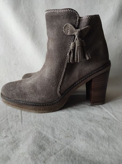 Lasocki botki na słupku brązowe beżowe skóra naturalna nr 37/24 cm